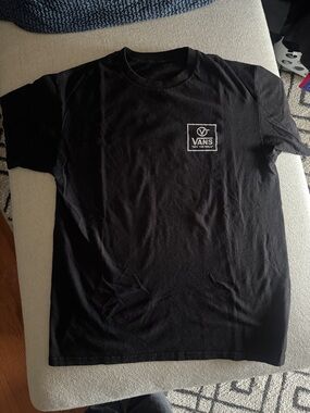 Vans Black Short-Sleeve Tee with White Chest Logo